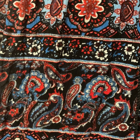 Forever 21 Red/blue maxi skirt elastic waist band and drawstring size medium - Picture 2 of 2